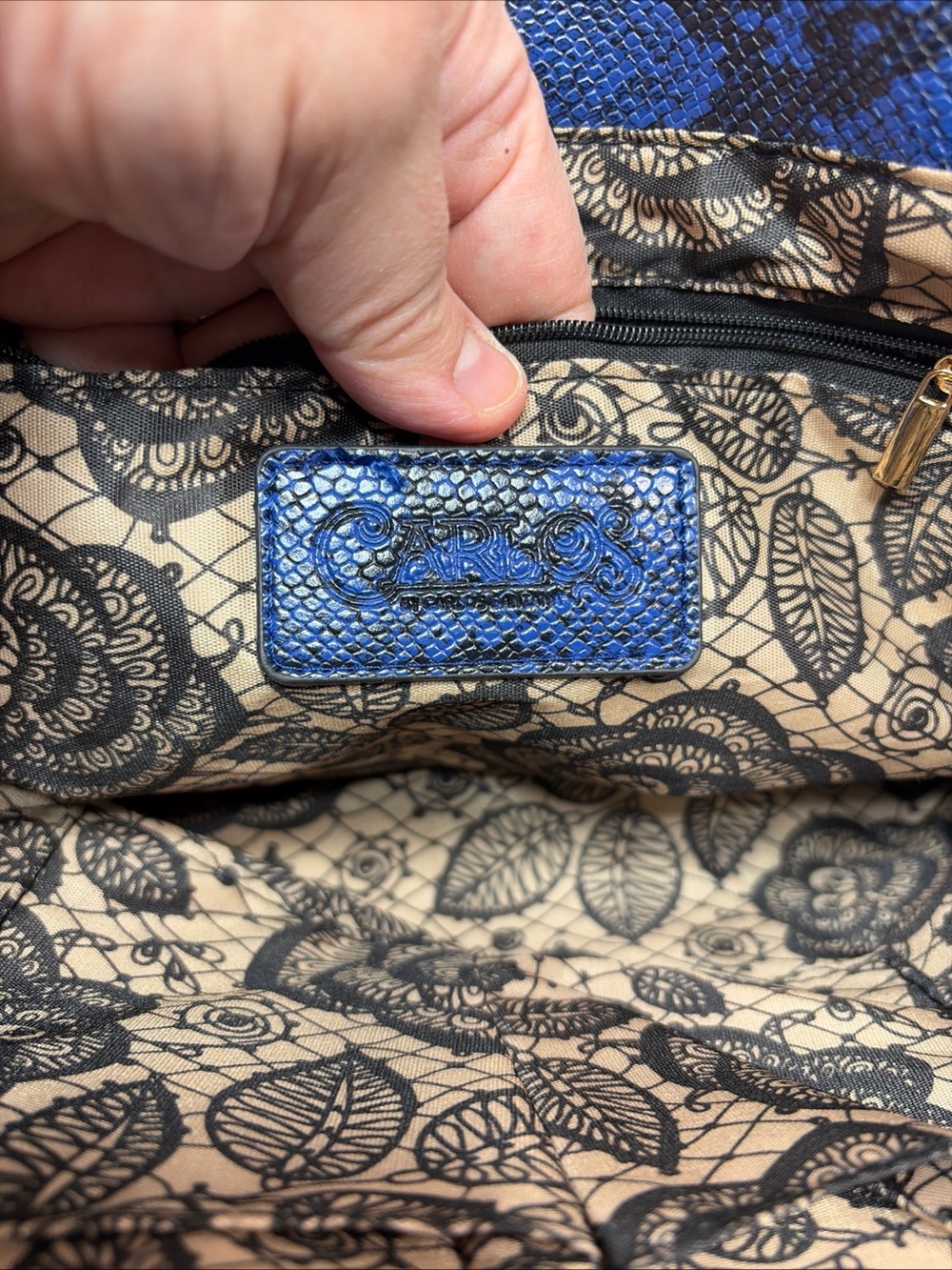 CARLOS by Carlos Santana Blue Python Print Handbag Crossbody Bag - Picture 13 of 16